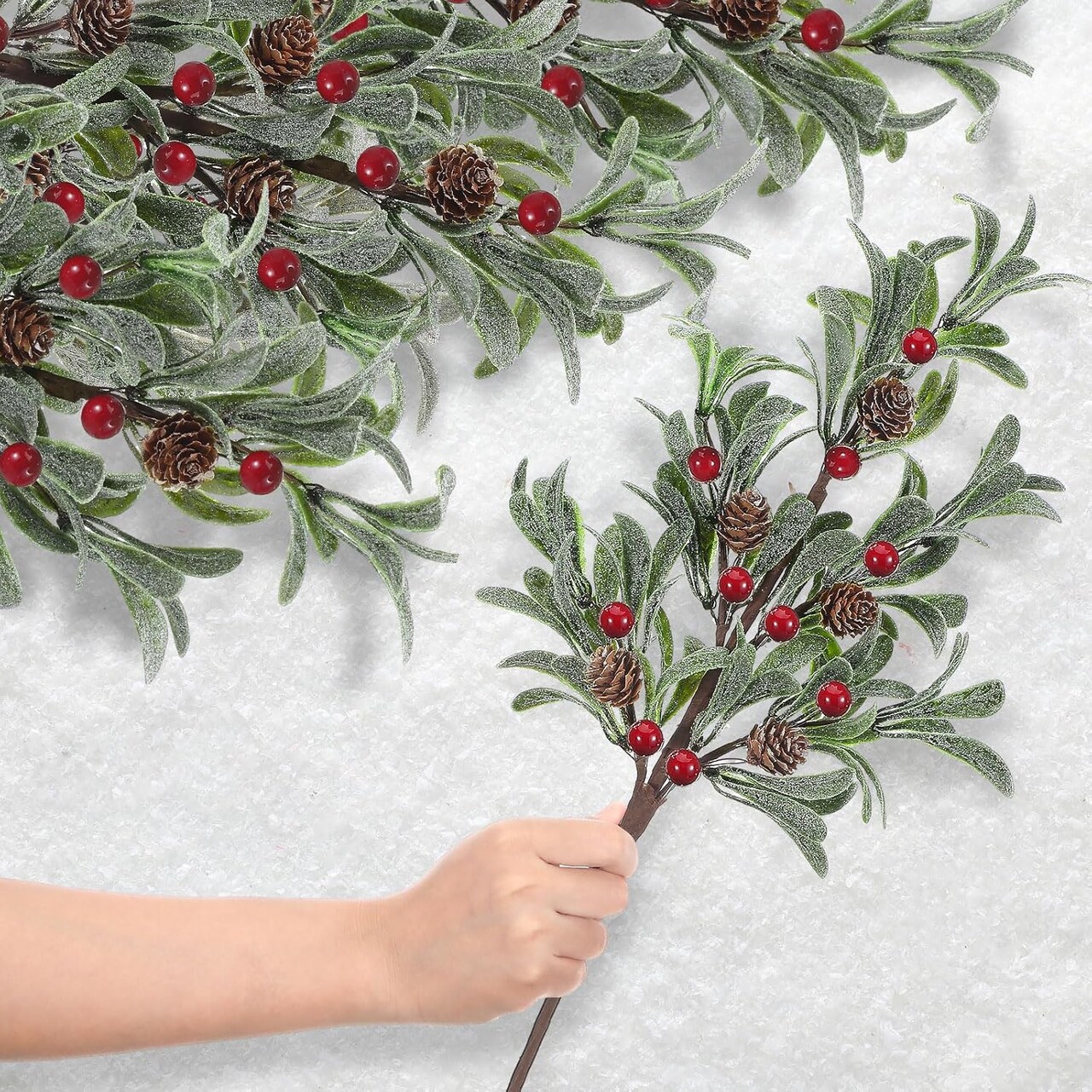 6 Pcs Christmas Artificial Mistletoe Picks (Red Berry) 17.3"D x 3.54"W x 3.54"H